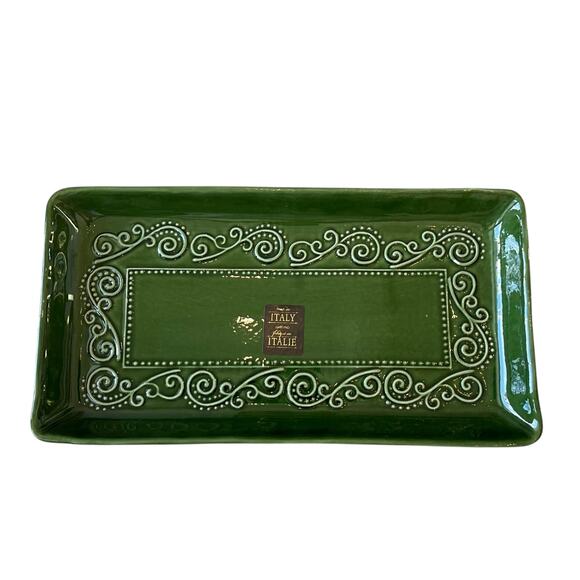 Maioliche Jessica Serving Tray Platter 12in Green Stoneware Made in Italy NEW - Picture 1 of 10